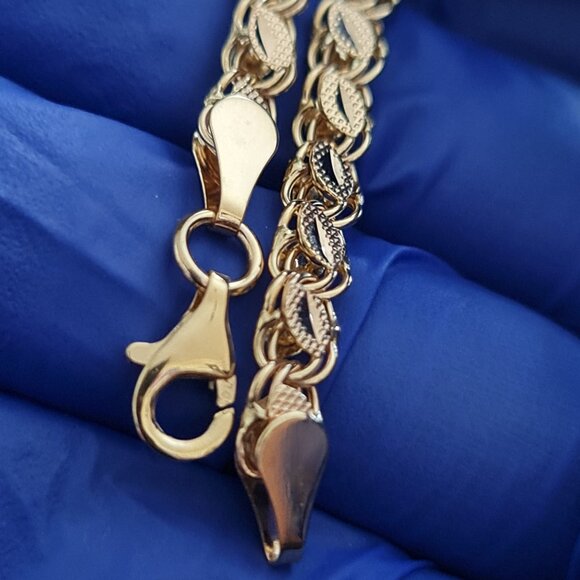 18k gold bracelet damascus style  real gold - Picture 11 of 16